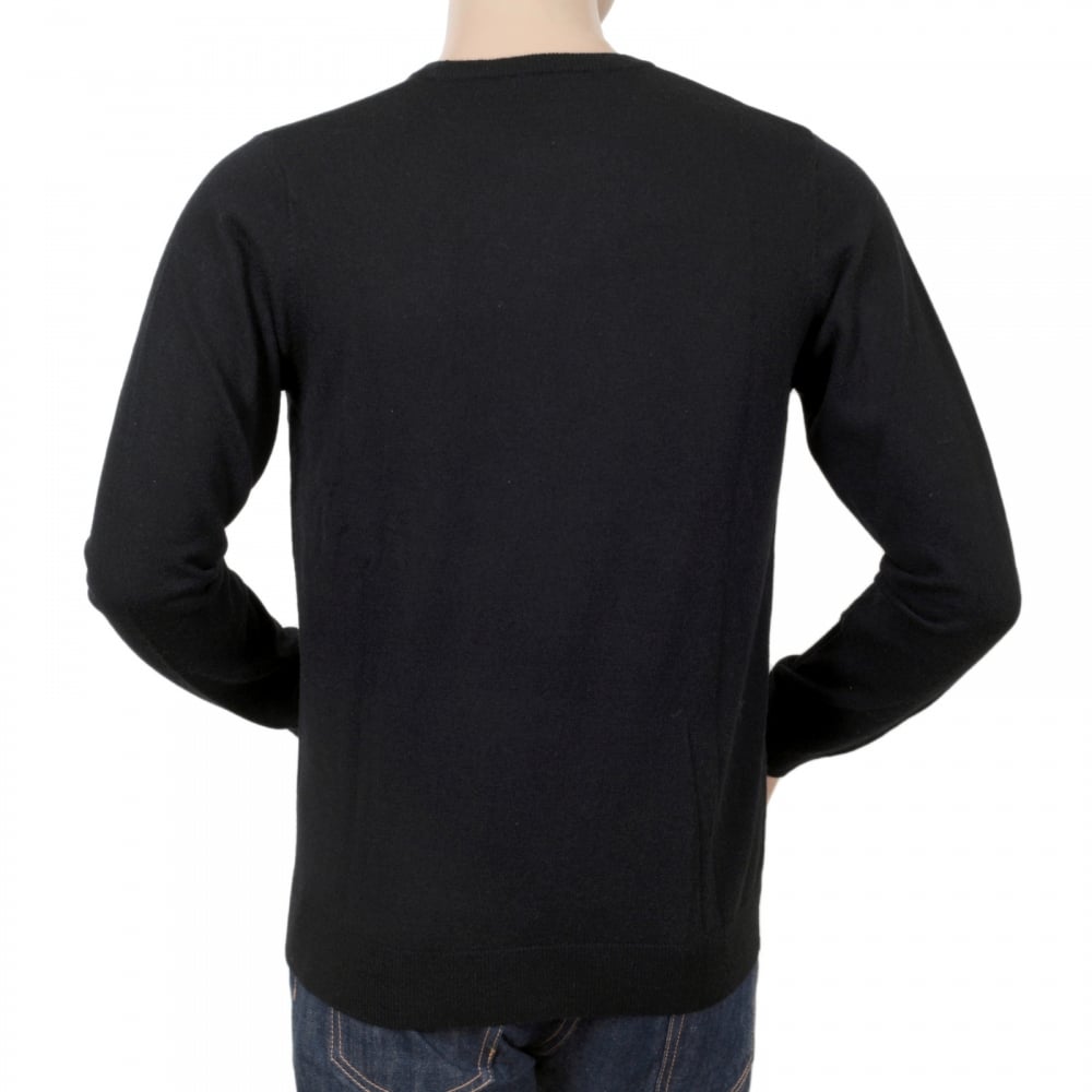 Mens Black Crew Neck Regular Fit Wool Mix Playoff Knitwear with Woven Logo Patch by Carhartt CARH6835