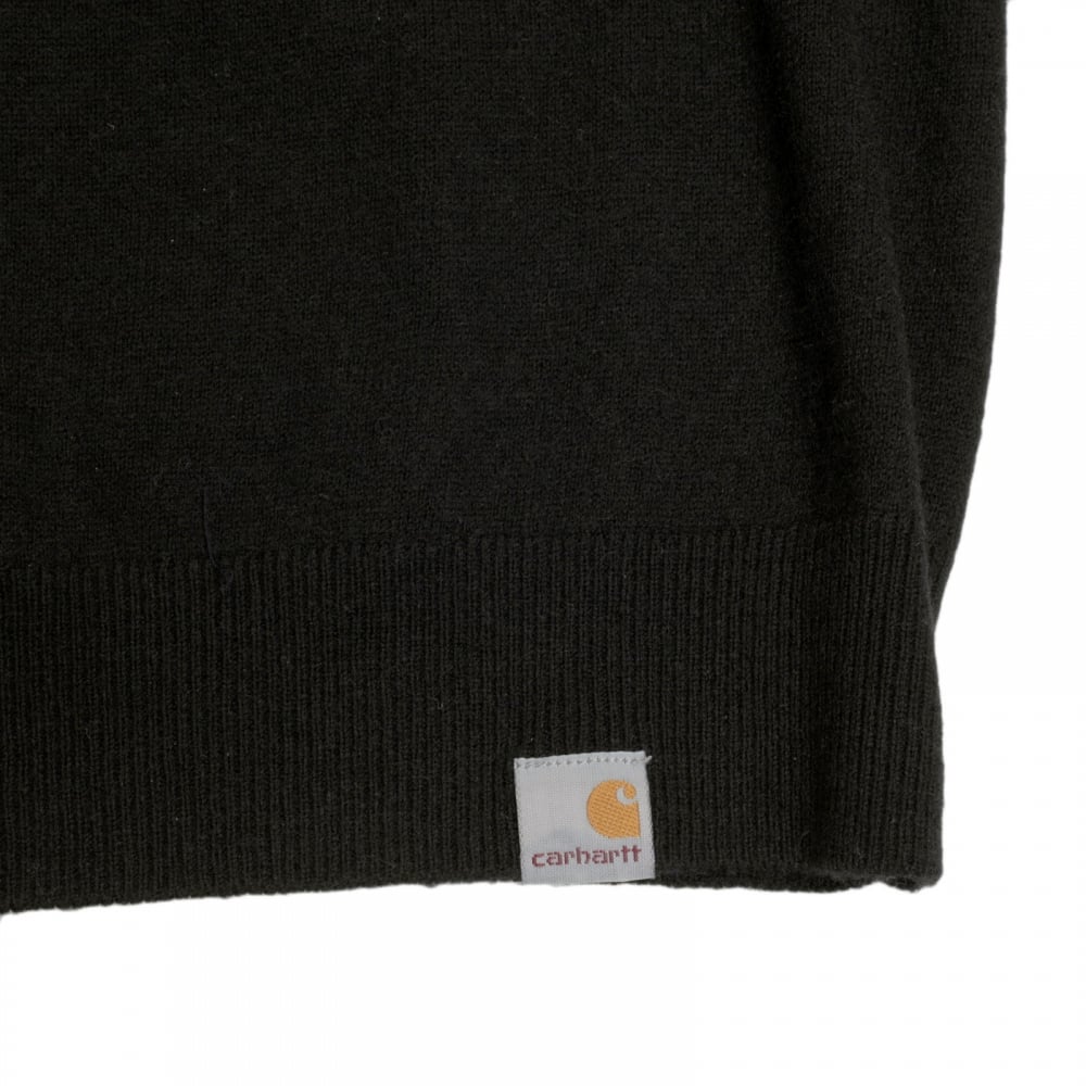 Mens Black Crew Neck Regular Fit Wool Mix Playoff Knitwear with Woven Logo Patch by Carhartt CARH6835
