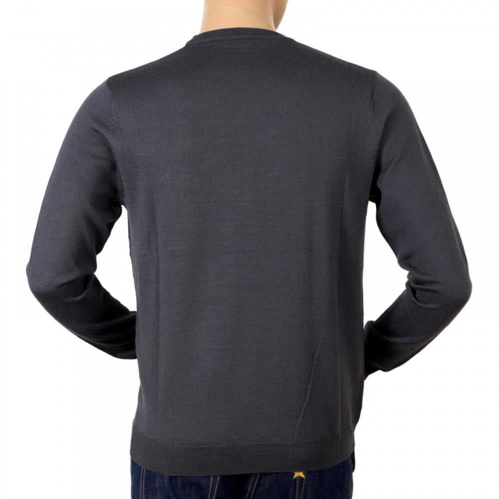Mens Regular Fit Crew Neck Darker Grey Sweater by Versace with Embroidered Signature Logo VERS6711