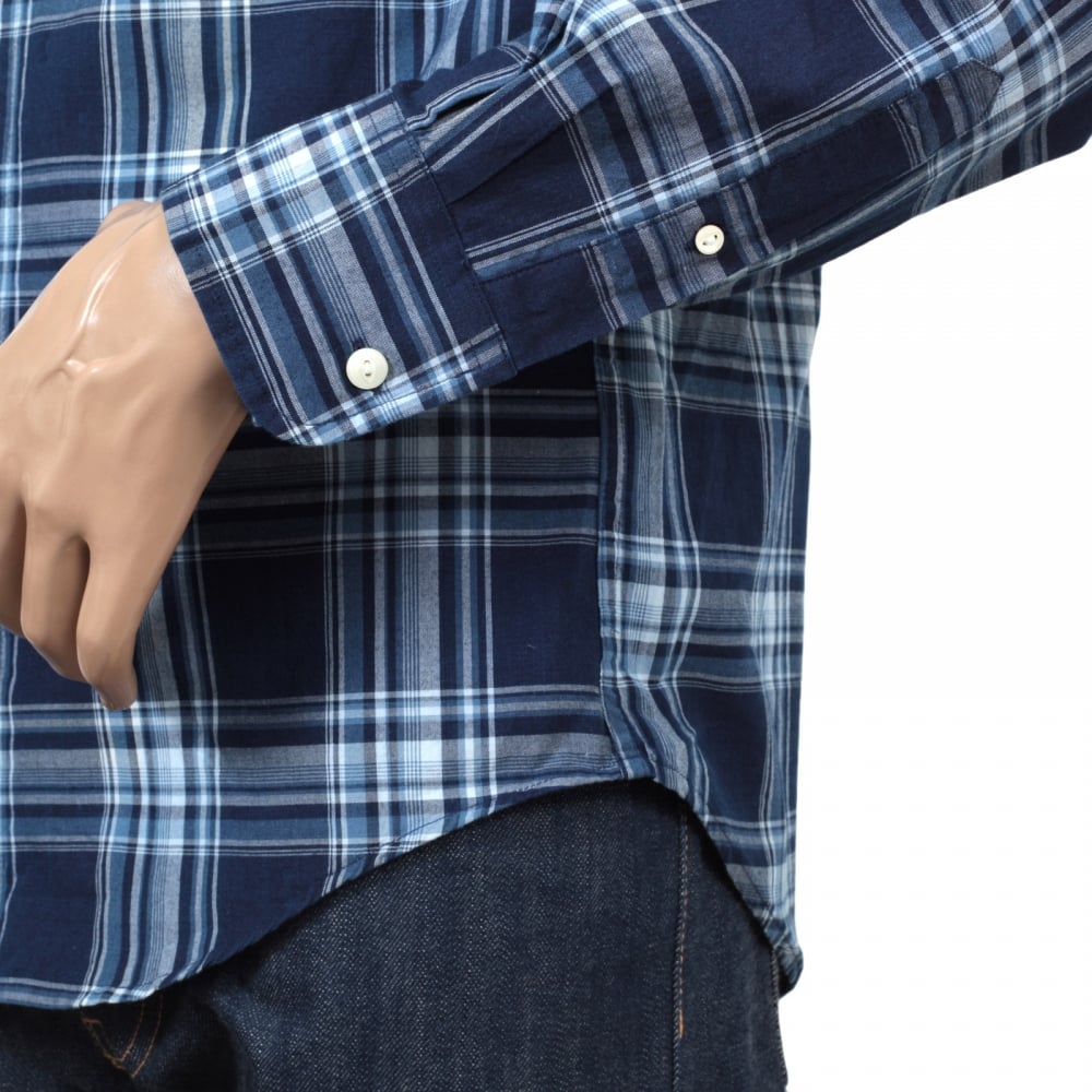 Mens Indigo Madras Check Regular Fit Long Sleeve Casual Shirt with Button Down Collar by Gant GANT6202