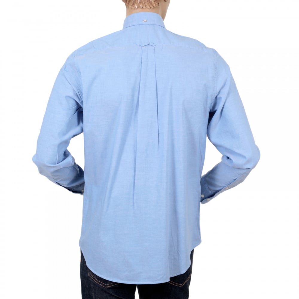 Mens Blue Washed Pinpoint Oxford Regular Fit Cotton Casual Shirt with Button Down Collar by Gant GANT6200