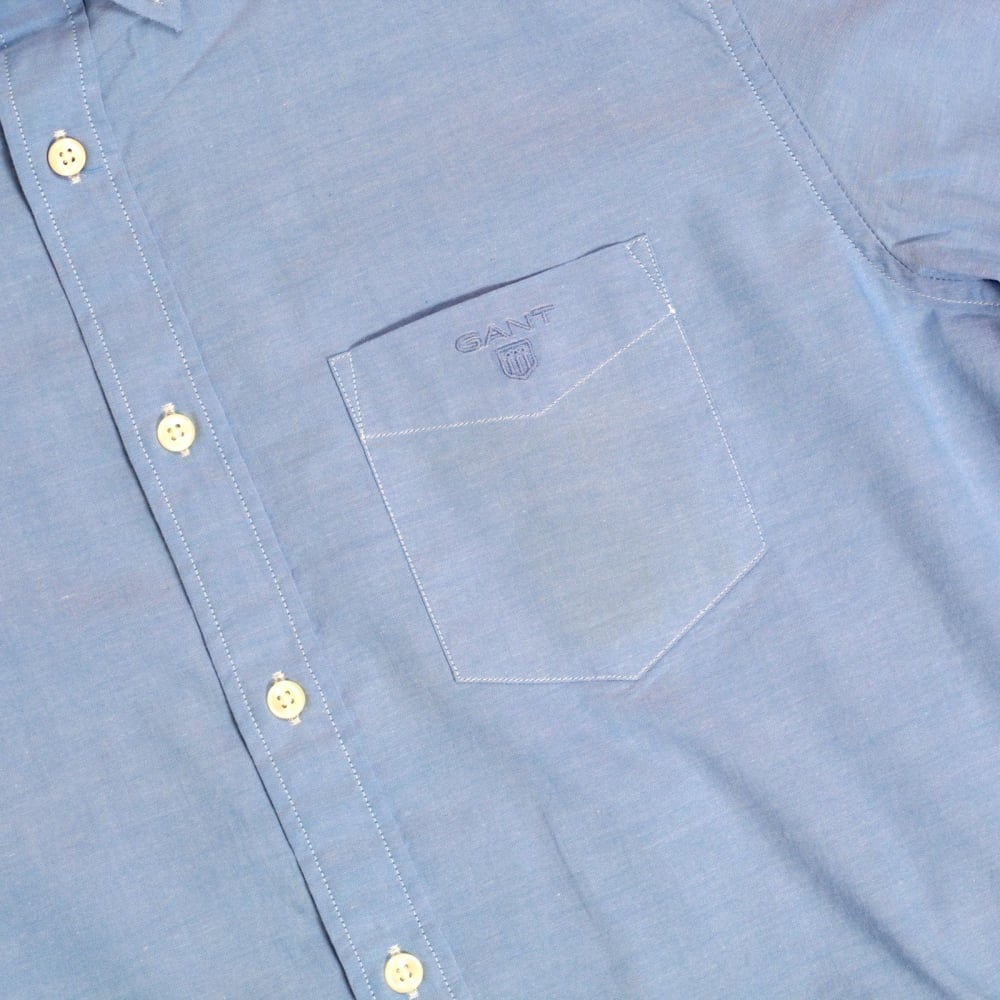 Mens Blue Washed Pinpoint Oxford Regular Fit Cotton Casual Shirt with Button Down Collar by Gant GANT6200
