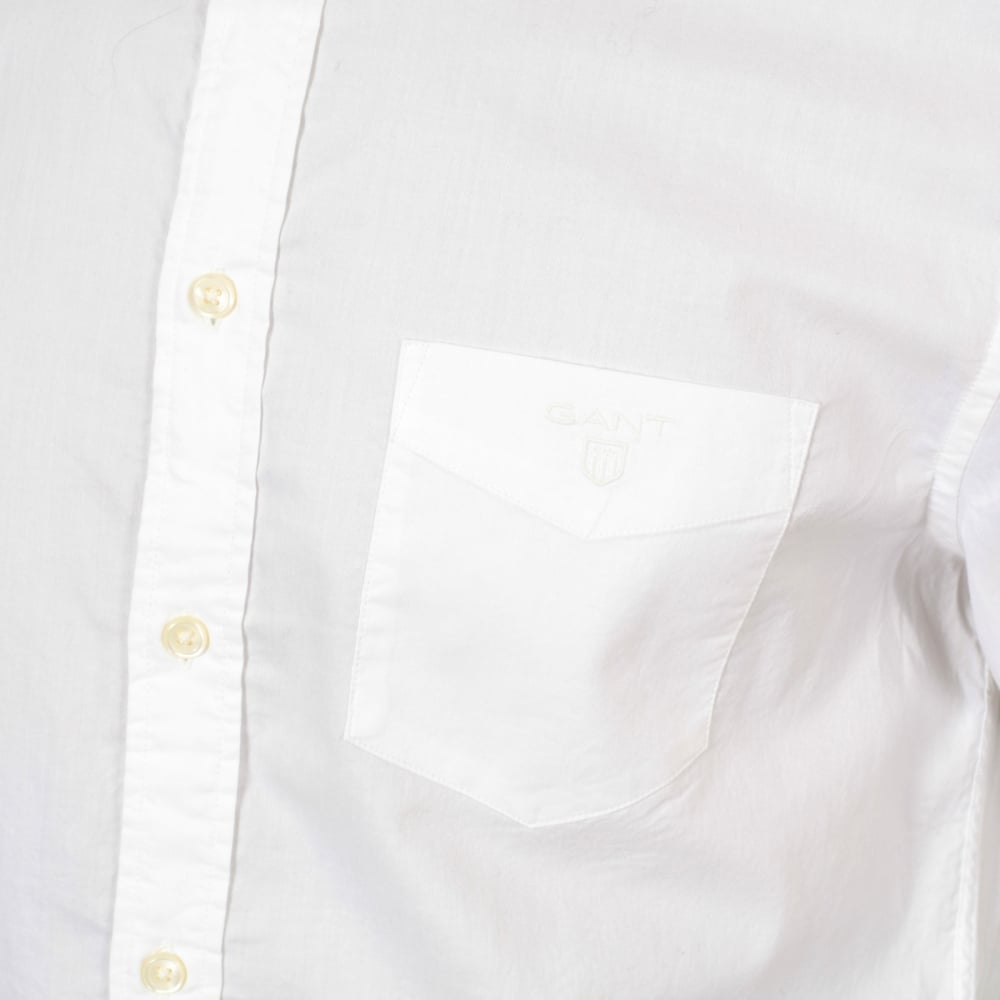 Mens Washed Pinpoint Oxford Regular Fit Long Sleeve White Cotton Shirt with Button Down Collar by Gant