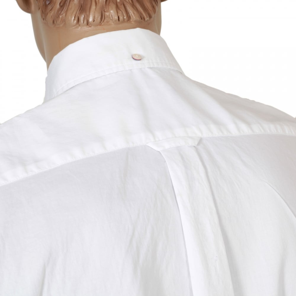 Mens Washed Pinpoint Oxford Regular Fit Long Sleeve White Cotton Shirt with Button Down Collar by Gant