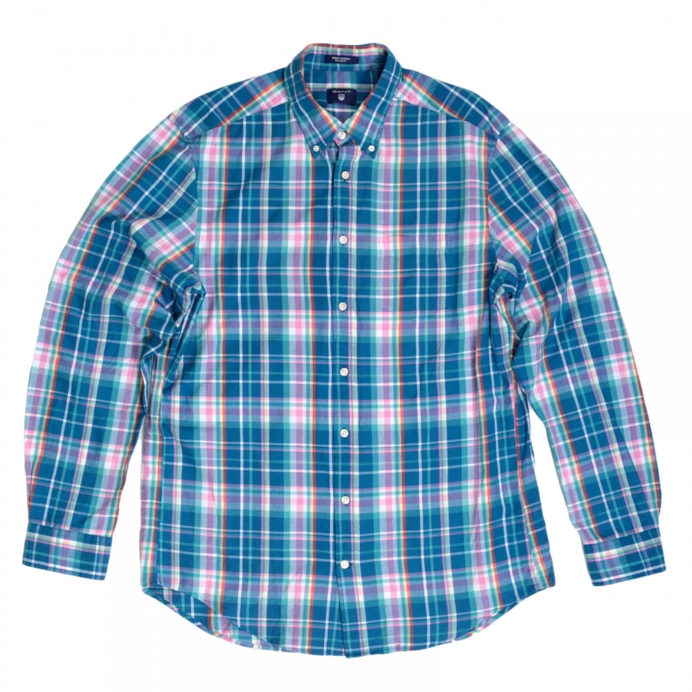 Mens Regular Fit Long Sleeve Button Down Collar Birdie Madras Check Cotton Casual Mens Shirt by Gant