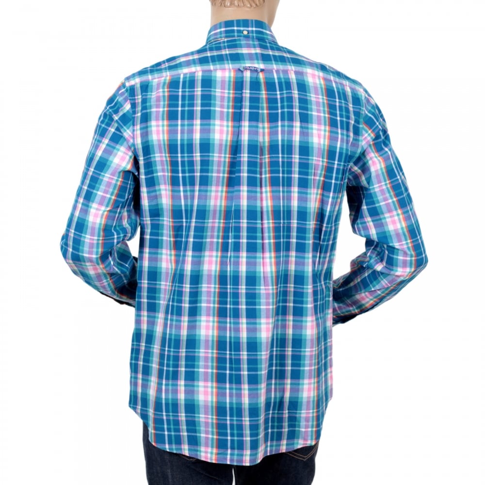 Mens Regular Fit Long Sleeve Button Down Collar Birdie Madras Check Cotton Casual Mens Shirt by Gant