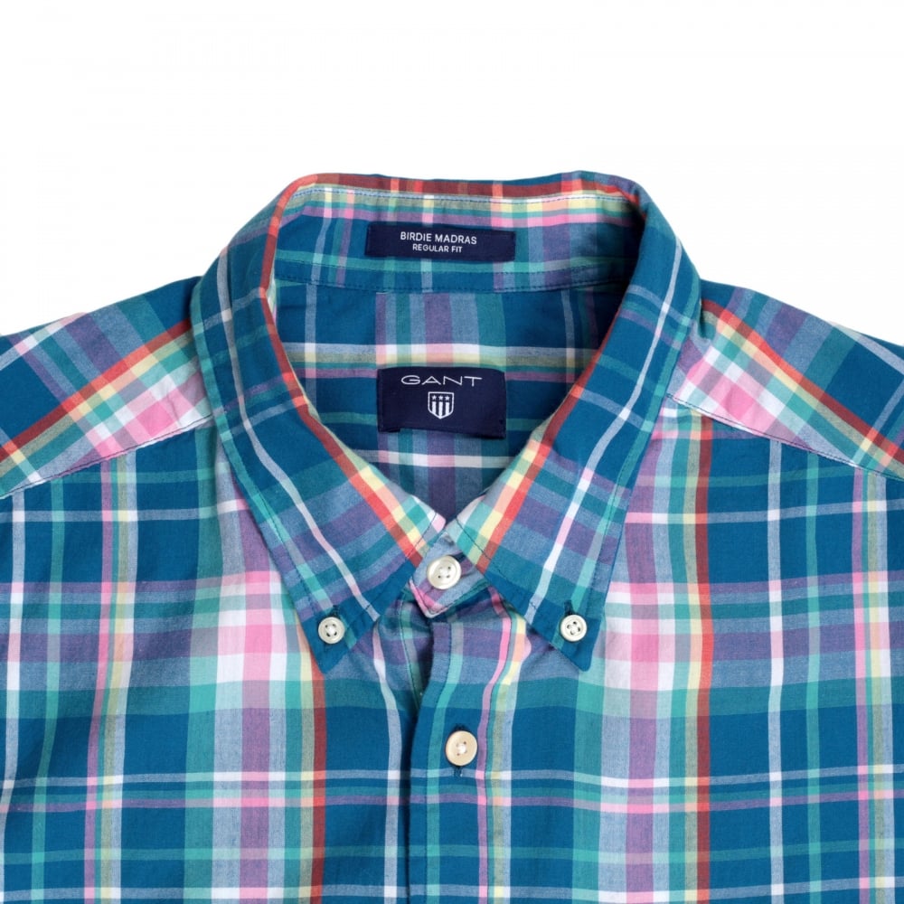 Mens Regular Fit Long Sleeve Button Down Collar Birdie Madras Check Cotton Casual Mens Shirt by Gant