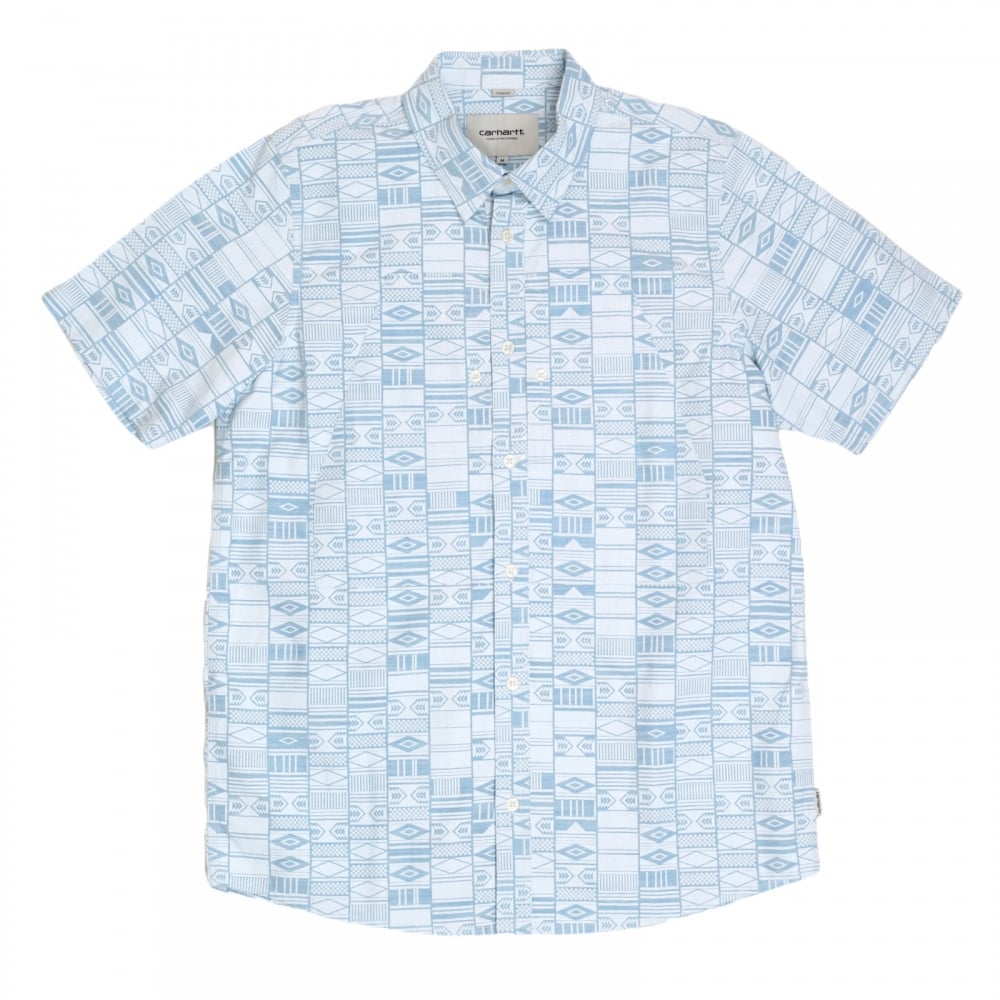 Mens Regular Fit Gary Apache Print Short Sleeve Shirt with Vertical Opening Chest Pockets by Carhartt