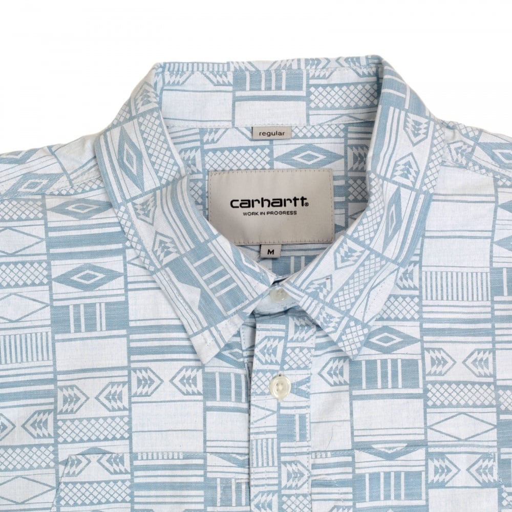 Mens Regular Fit Gary Apache Print Short Sleeve Shirt with Vertical Opening Chest Pockets by Carhartt