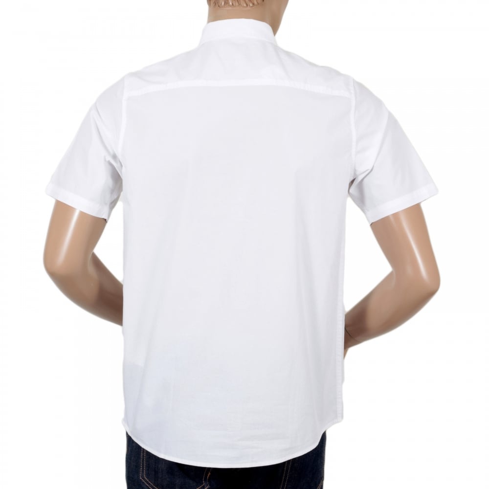 Mens Regular Fit Short Sleeve Button Down Collar White Wesley Shirt with Single Chest Pocket by Carhartt