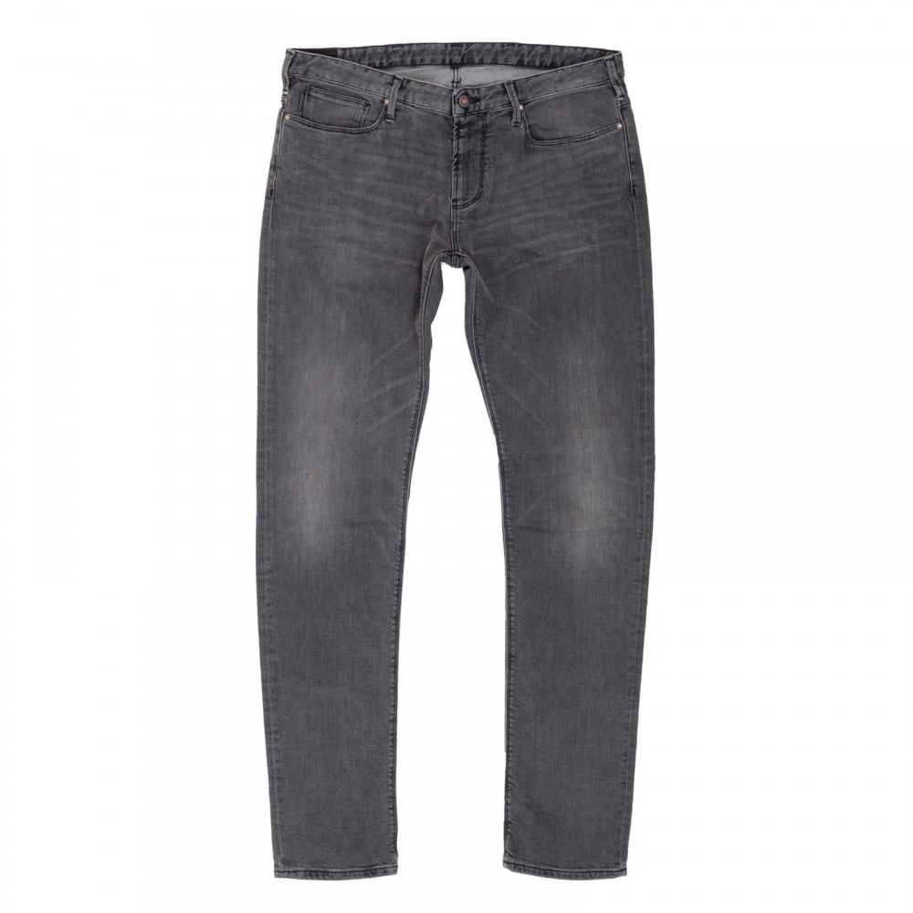 Mens Slim Fit J06 Low Waist Slim Fit  Zip Fly Grey Stretch Cotton Jeans by Armani Jeans