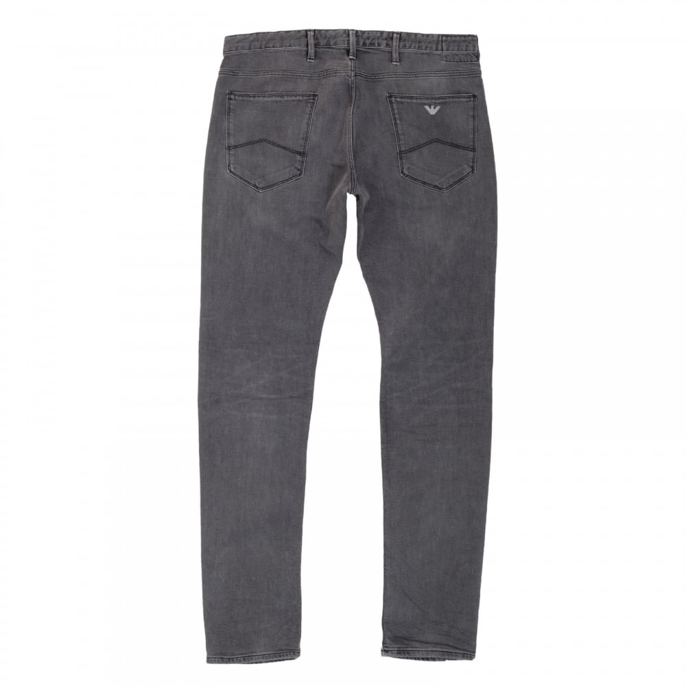 Mens Slim Fit J06 Low Waist Slim Fit  Zip Fly Grey Stretch Cotton Jeans by Armani Jeans