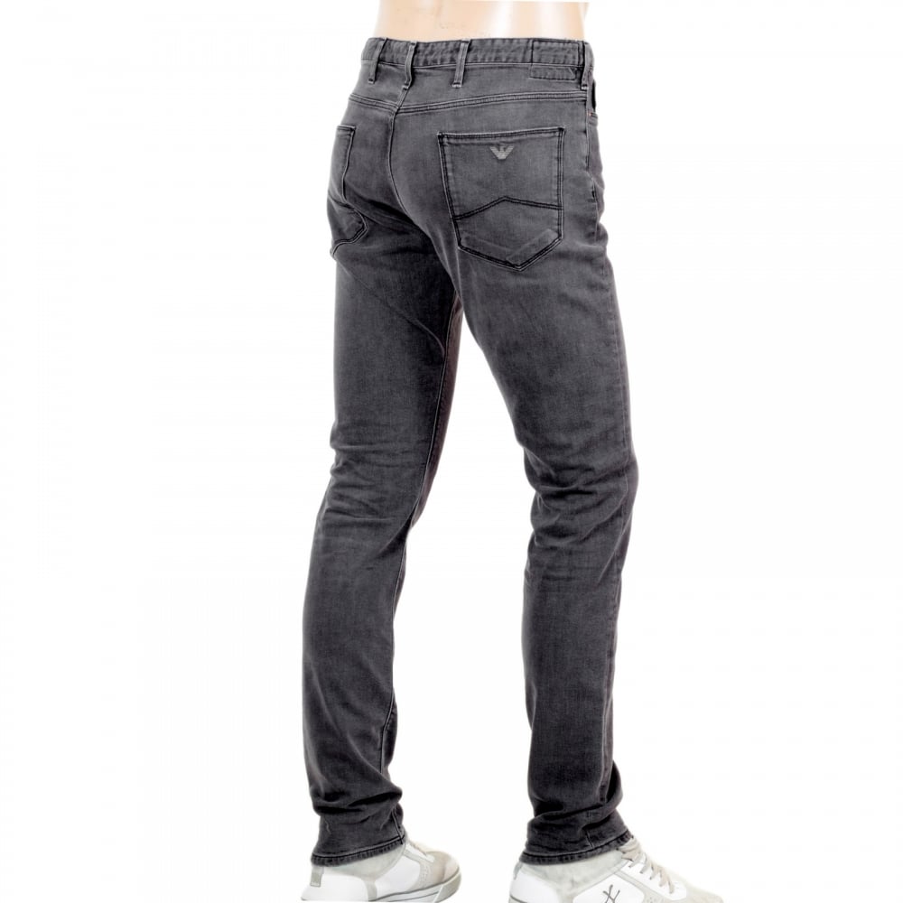 Mens Slim Fit J06 Low Waist Slim Fit  Zip Fly Grey Stretch Cotton Jeans by Armani Jeans