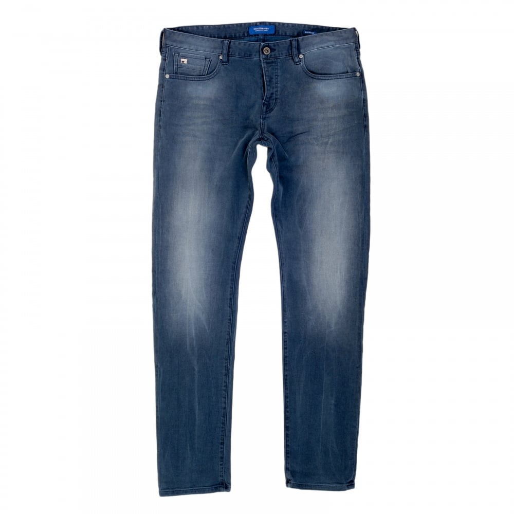 Mens Ralston Washed 102284 Dust Blue Regular Slim Fit Denim Jeans by Scotch and Soda