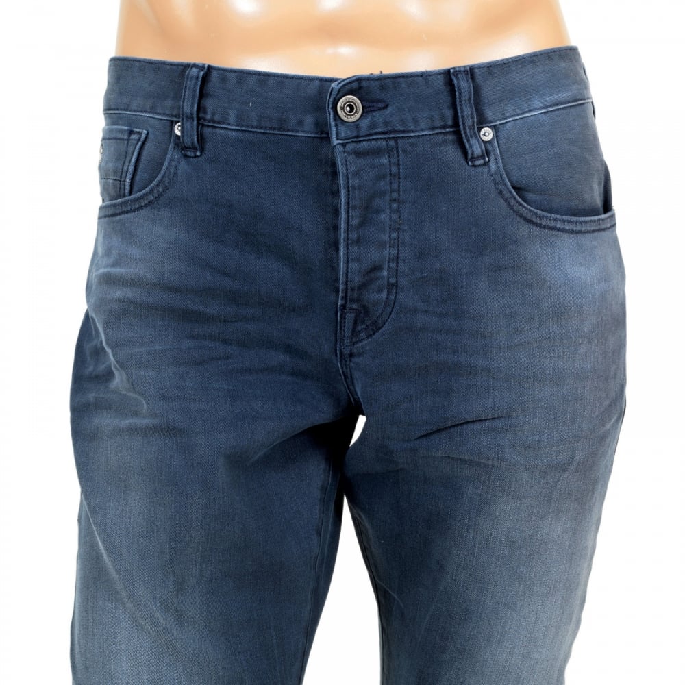 Mens Ralston Washed 102284 Dust Blue Regular Slim Fit Denim Jeans by Scotch and Soda