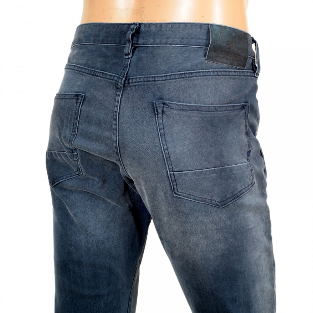 Mens Ralston Washed 102284 Dust Blue Regular Slim Fit Denim Jeans by Scotch and Soda