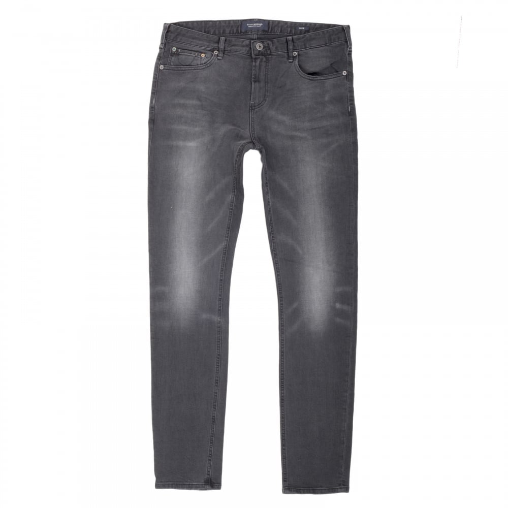 Mens Washed Black Denim 100170 Skim Skinny Fit Fallen Hero Zip Fly Jeans by Scotch and Soda