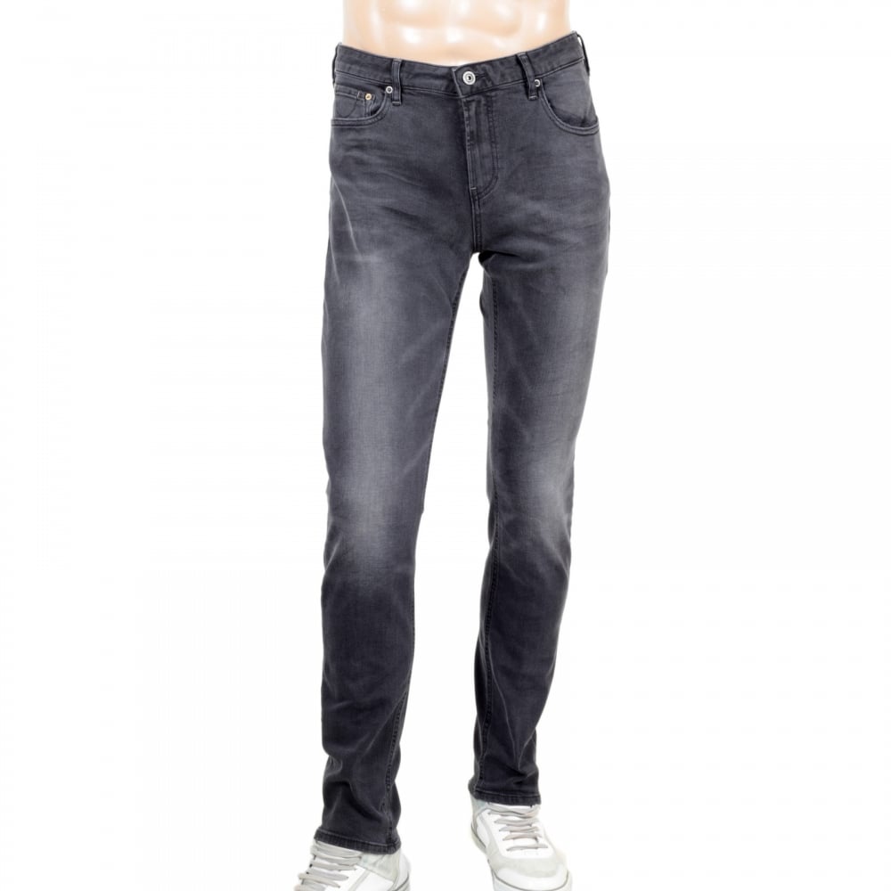 Mens Washed Black Denim 100170 Skim Skinny Fit Fallen Hero Zip Fly Jeans by Scotch and Soda