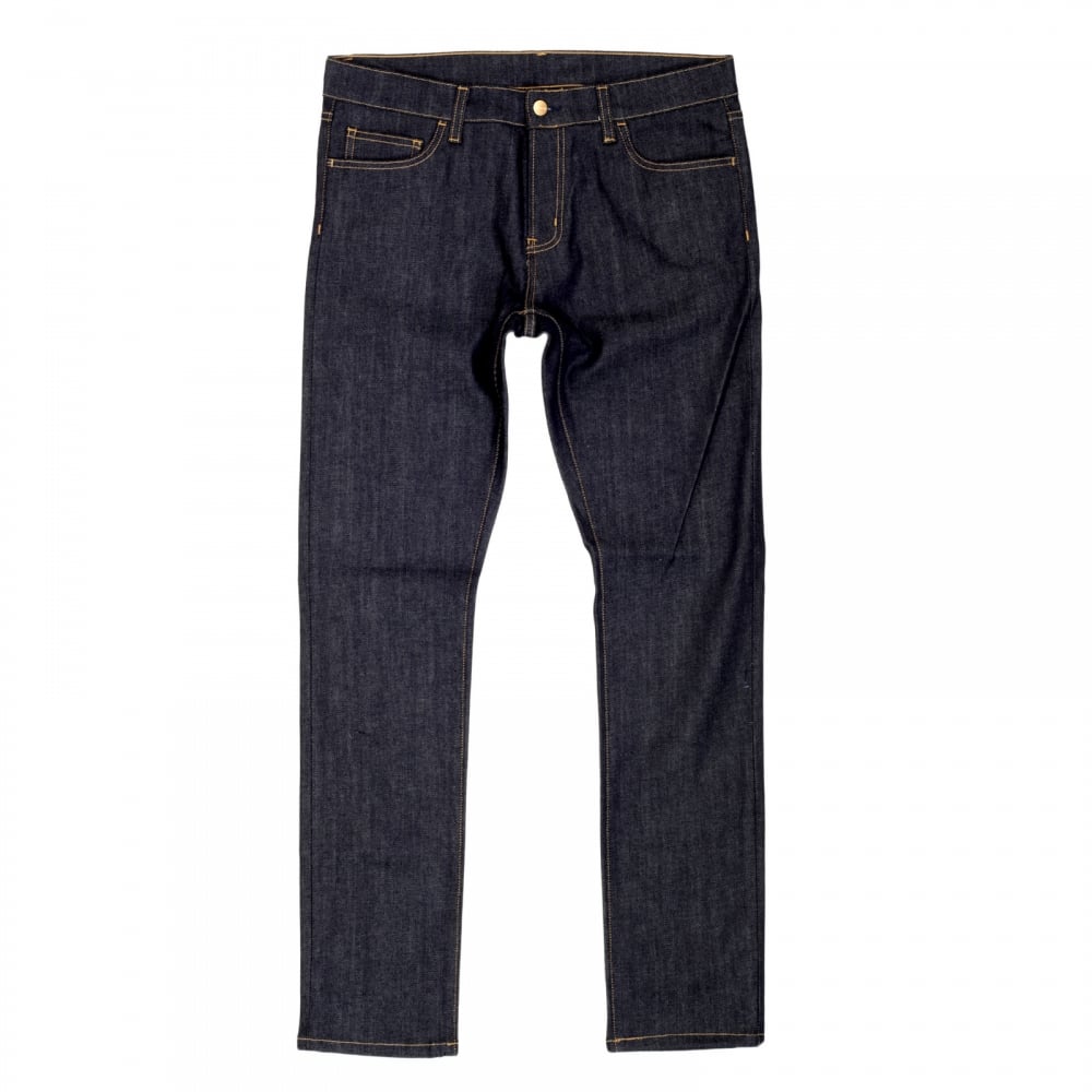 Mens Dark Indigo Low Waist Zip Fly 1015331 Slim Tapered Fit Stretch Denim Jeans by Carhartt