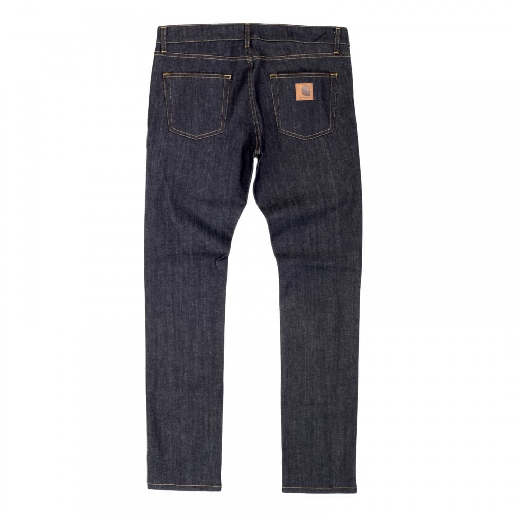 Mens Dark Indigo Low Waist Zip Fly 1015331 Slim Tapered Fit Stretch Denim Jeans by Carhartt