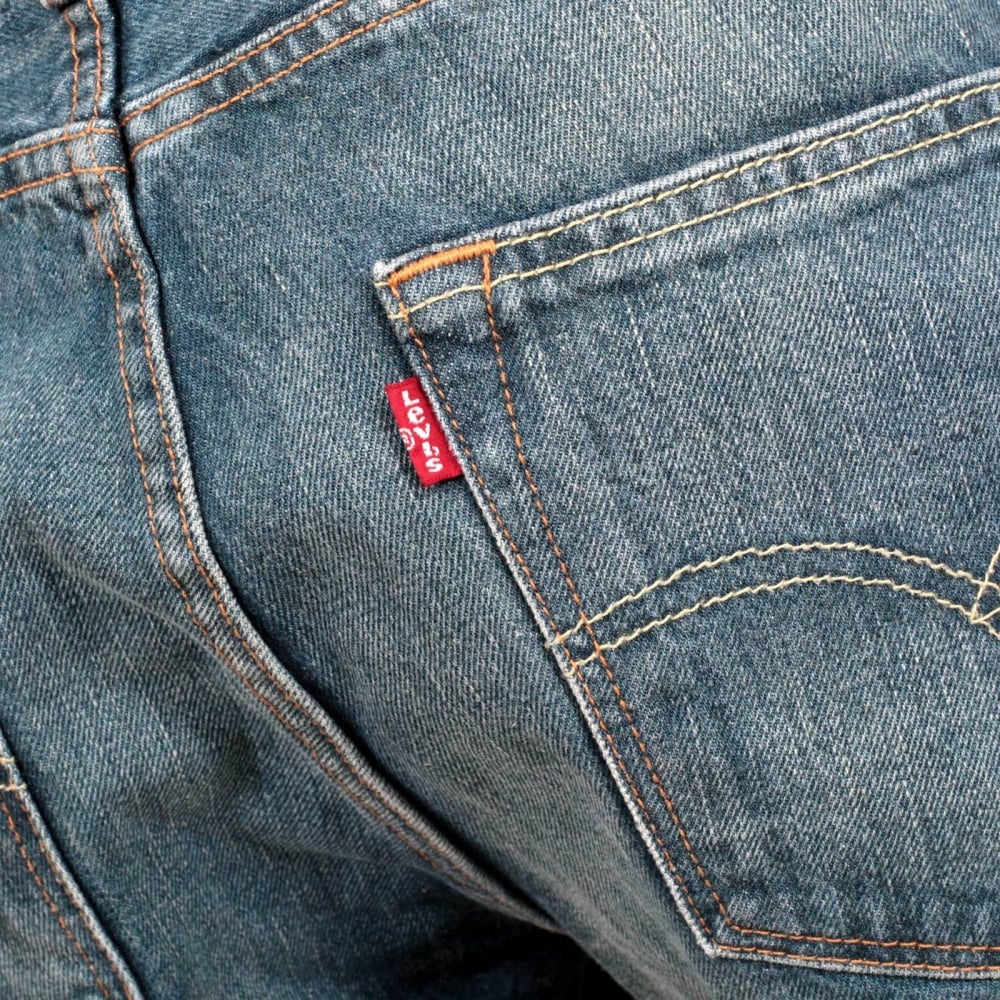 Mens Blue Oriiginal Fit 501 Washed Finish Custom Tapered Fit Rich Blend Denim Jeans by Levis