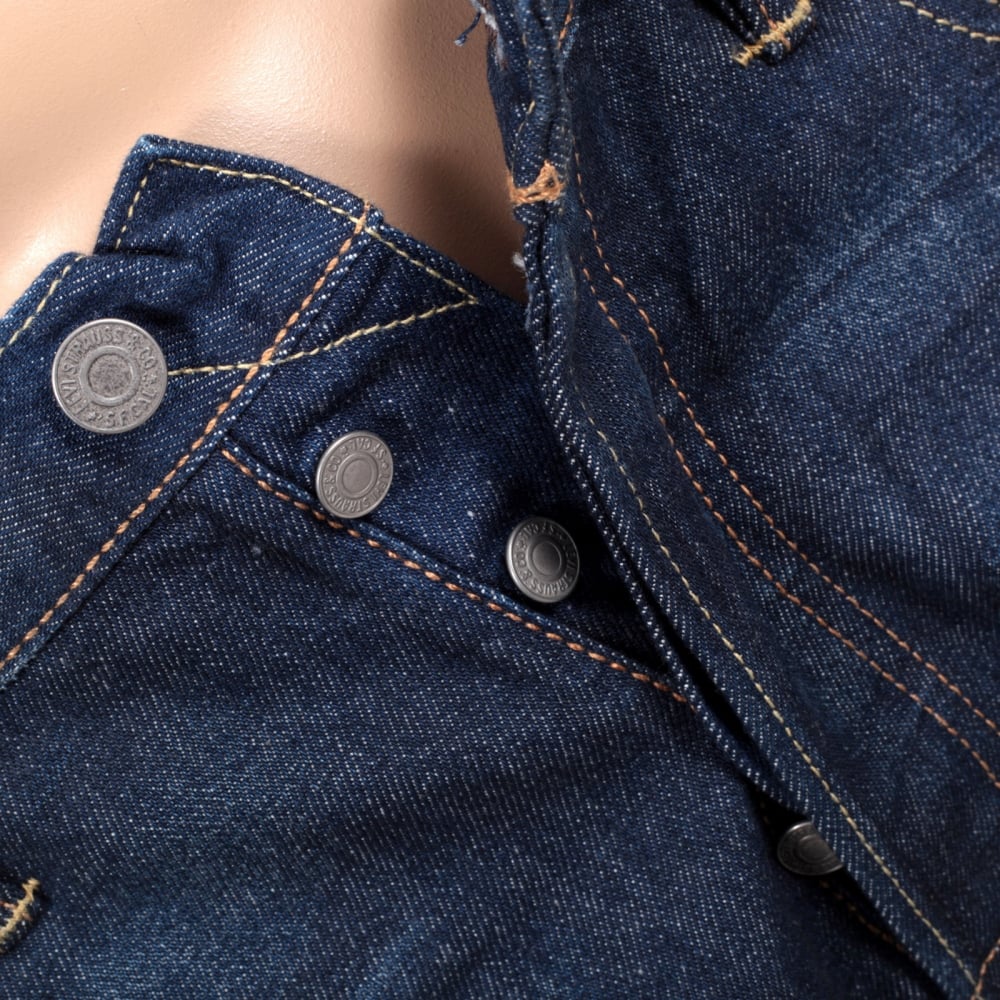 Mens Original Fit 501 Regular Waist Straight Leg Button Fly Washed Blue Chip Jeans by Levis