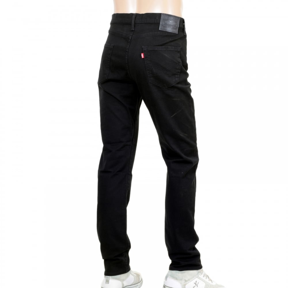 Mens Slim Fit Low Waist Zip Fly 522 Jet Washed Black Stretch Cotton Denim Jeans by Levis