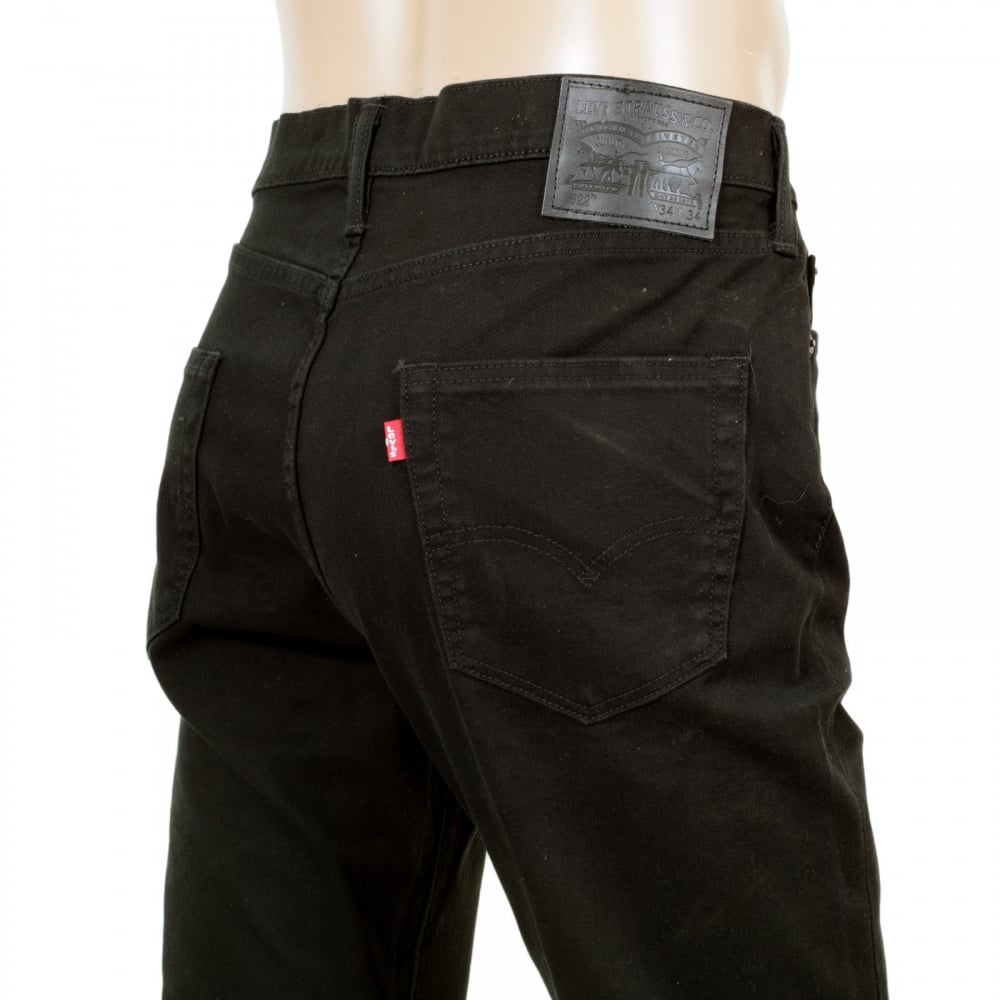 Mens Slim Fit Low Waist Zip Fly 522 Jet Washed Black Stretch Cotton Denim Jeans by Levis