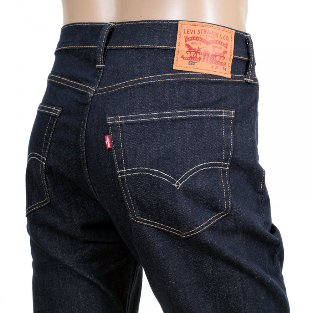 Mens Slim Tapered Fit 522 Big Blend Dark Blue Low Waist Zip Fly Denim Jeans by Levis
