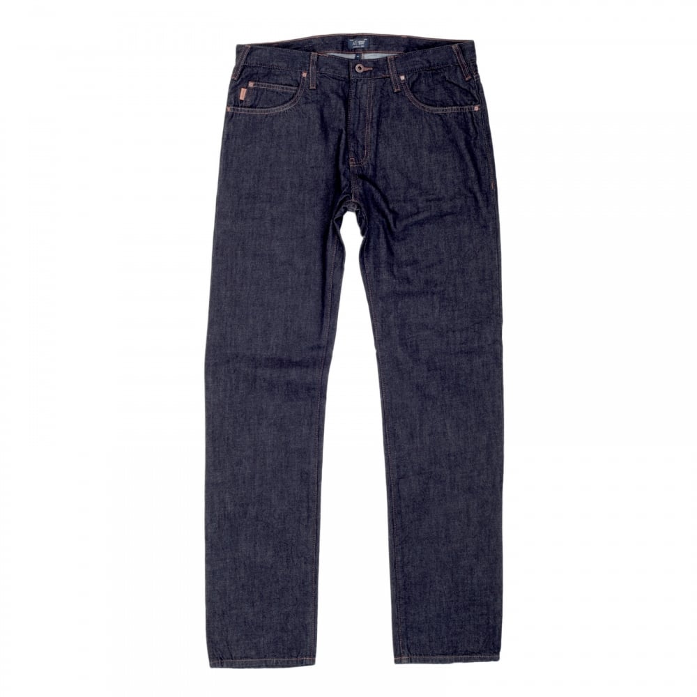 Mens Slim Fit Regular Waist Slim Leg Zip Fly Classic Washed Blue J45 Armani Jeans