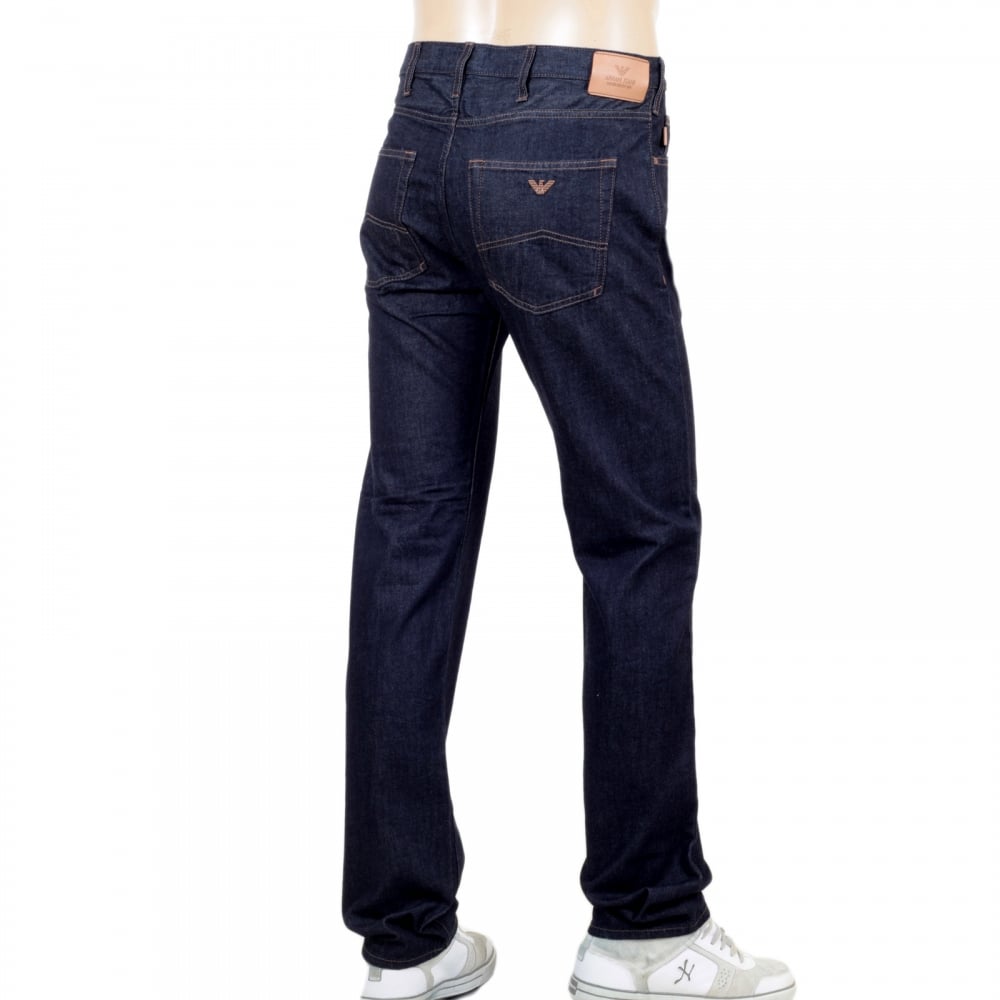 Mens Slim Fit Regular Waist Slim Leg Zip Fly Classic Washed Blue J45 Armani Jeans
