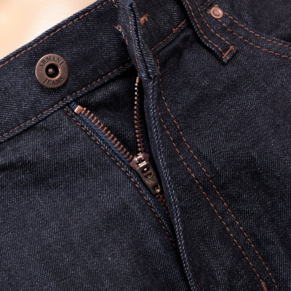 Mens Slim Fit Regular Waist Slim Leg Zip Fly Classic Washed Blue J45 Armani Jeans