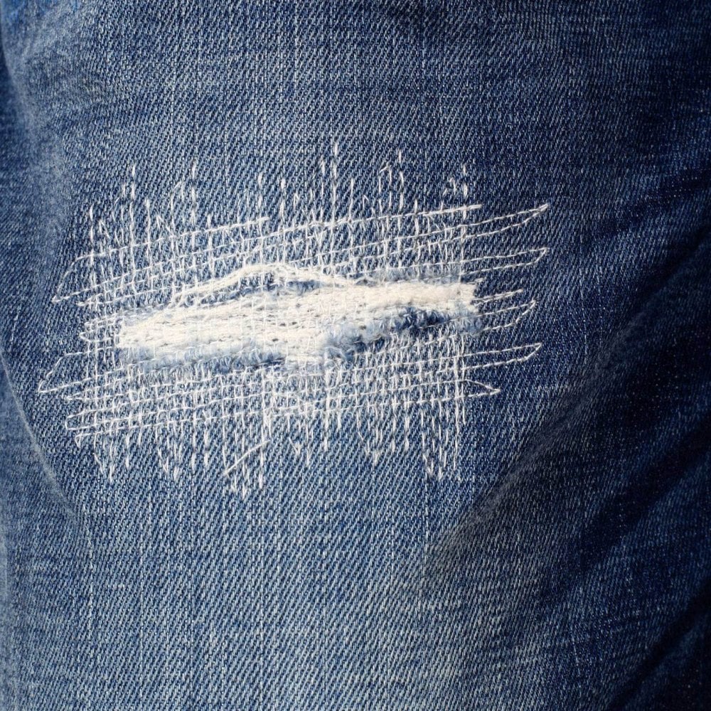 Scotch & Soda Skim Royal Bliss 138802 Skinny Fit Stretch Denim Jeans with Rip and Repair Patches