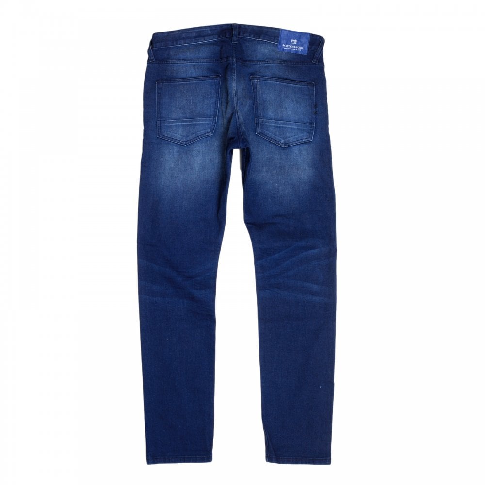 Scotch & Soda Ralston 135056 Winter Spirit Regular Slim Fit Jeans in a China Blue Wash and Worn Look