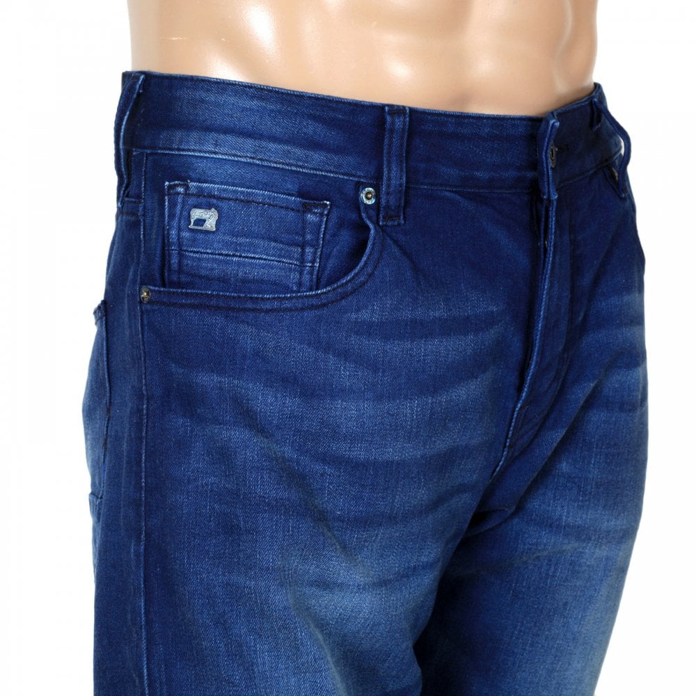 Scotch & Soda Ralston 135056 Winter Spirit Regular Slim Fit Jeans in a China Blue Wash and Worn Look