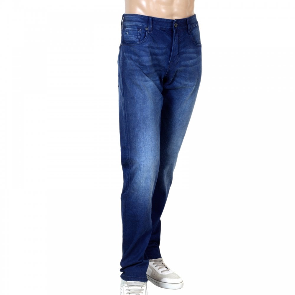 Scotch & Soda Ralston 135056 Winter Spirit Regular Slim Fit Jeans in a China Blue Wash and Worn Look