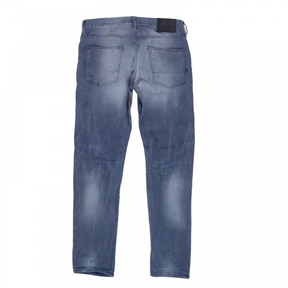 Mens Ralston Regular 135140 Slim Fit Jeans in Washed Grey with Fading and Creasing By Scotch & Soda
