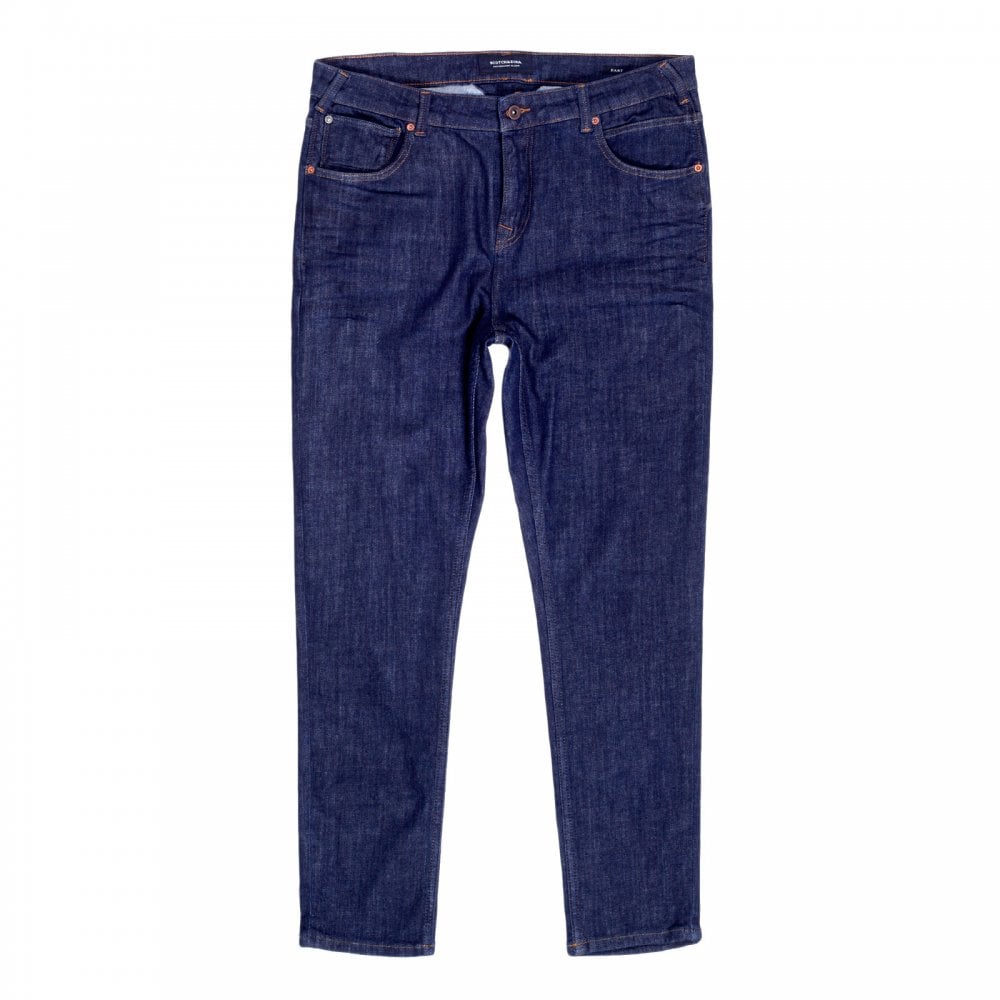 Scotch & Soda Super Skinny Fit 135084 Dart Washed Blue Denim Jeans for Men with Slight Creasing