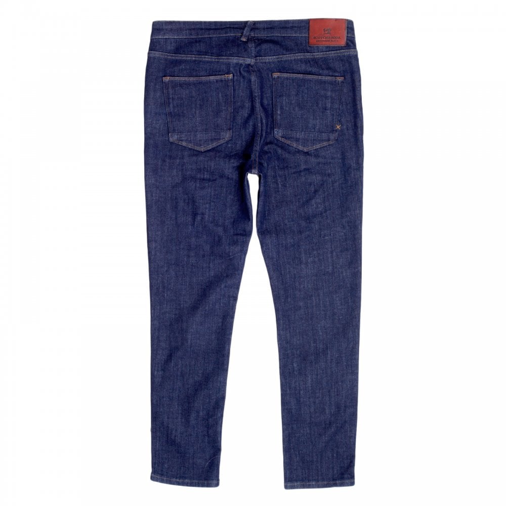 Scotch & Soda Super Skinny Fit 135084 Dart Washed Blue Denim Jeans for Men with Slight Creasing