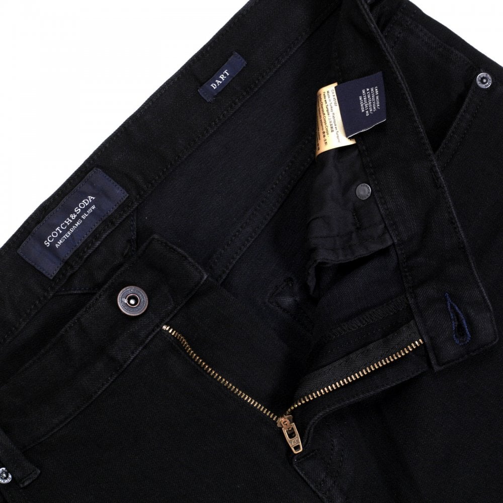 Mens Dart Rinsed Black 135083 Five Pocket Style Super Skinny Fit Jeans from Scotch & Soda