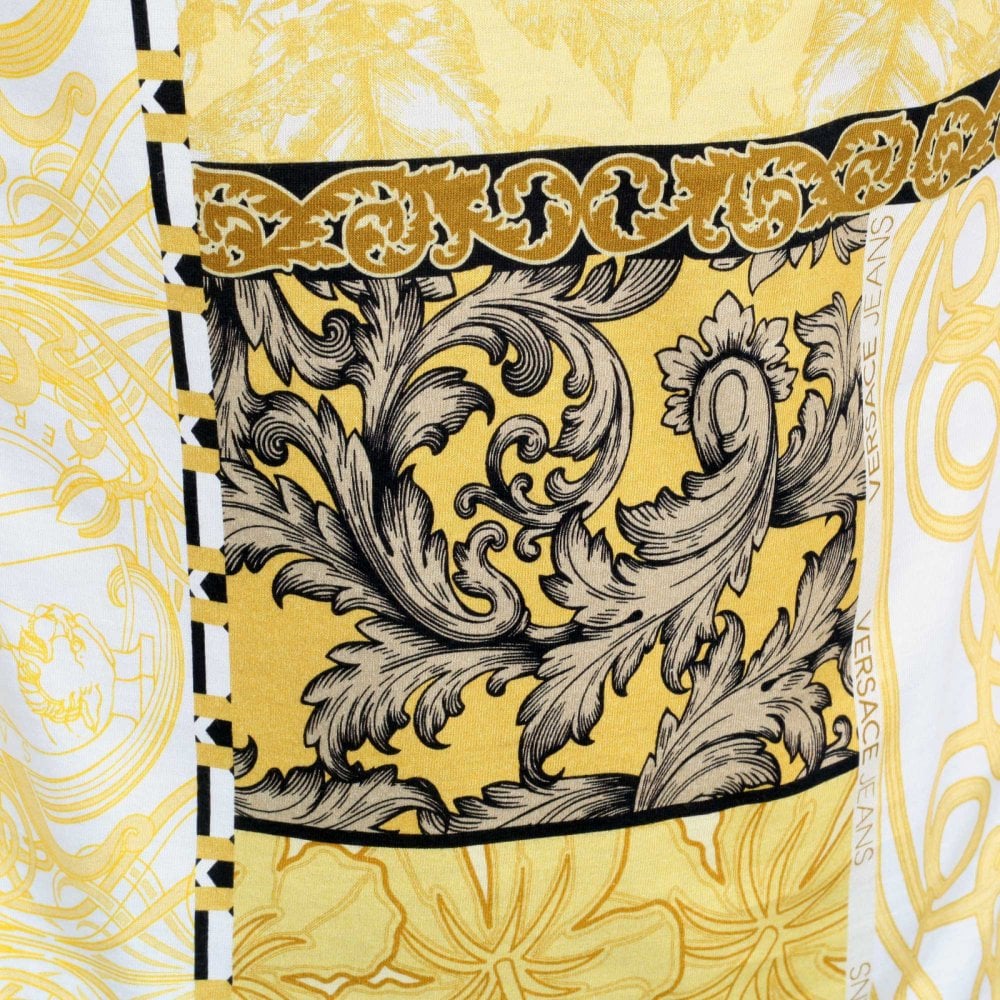 Versace Jeans Mens Regular Fit Short Sleeve Crew Neck Cotton T-Shirt with Gold Pop Print