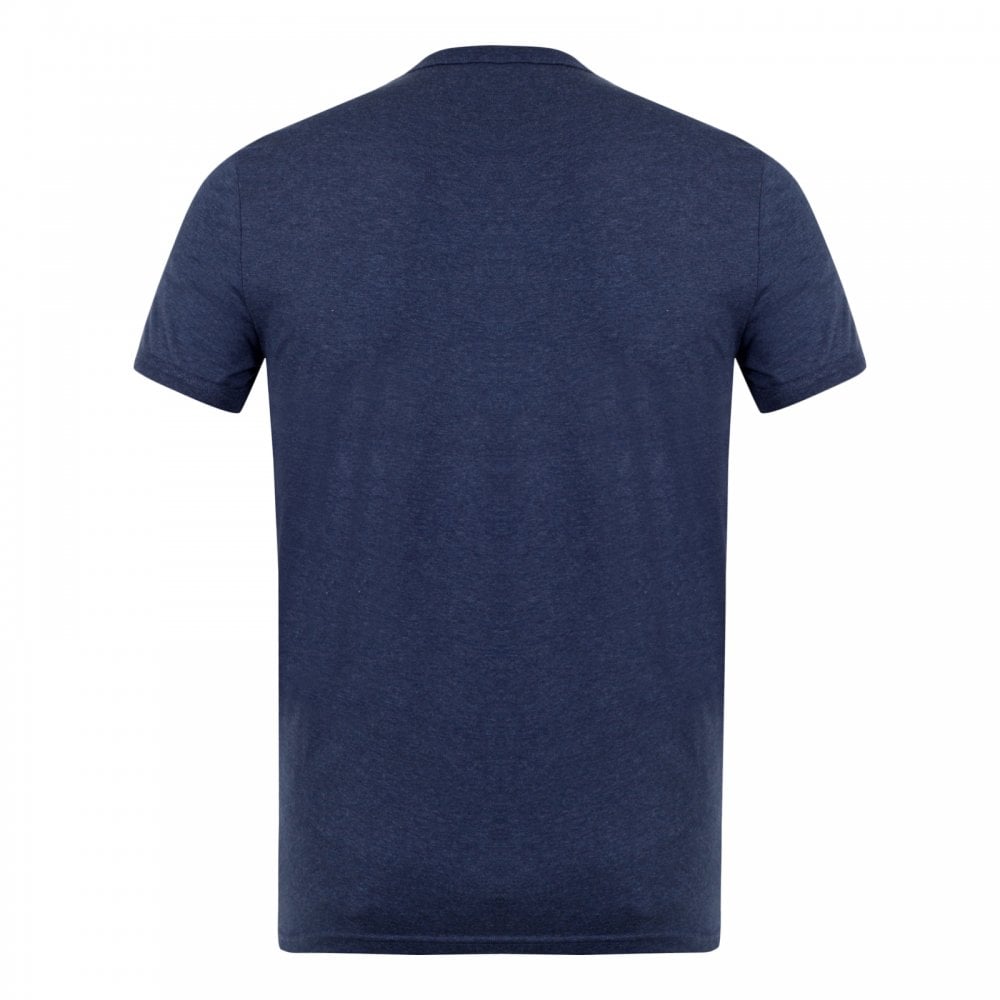 Dsquared2 Navy Blue Crew Neck Slim Fit Short Sleeve Red Sleeve Logo Printed T-Shirt for Men