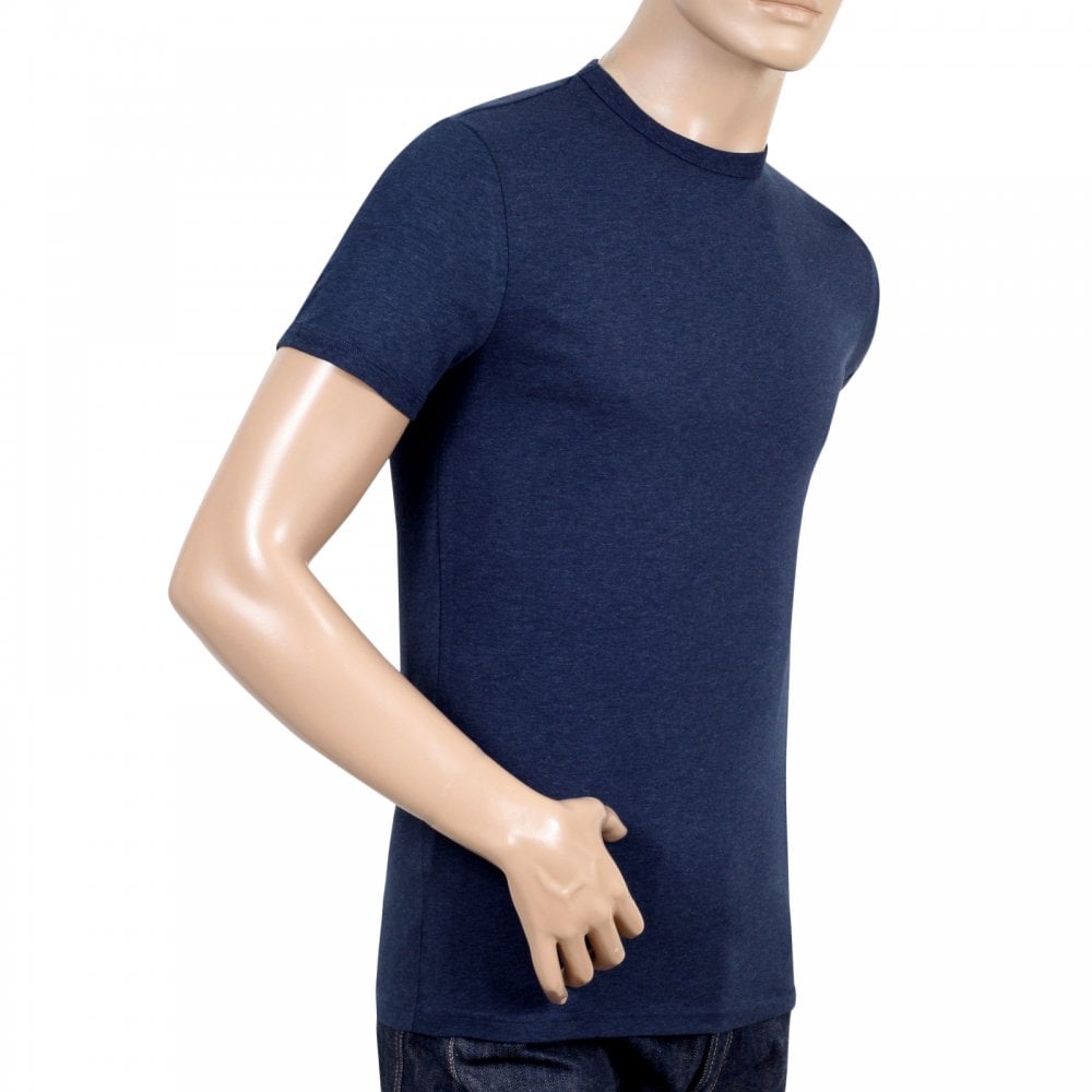 Dsquared2 Navy Blue Crew Neck Slim Fit Short Sleeve Red Sleeve Logo Printed T-Shirt for Men