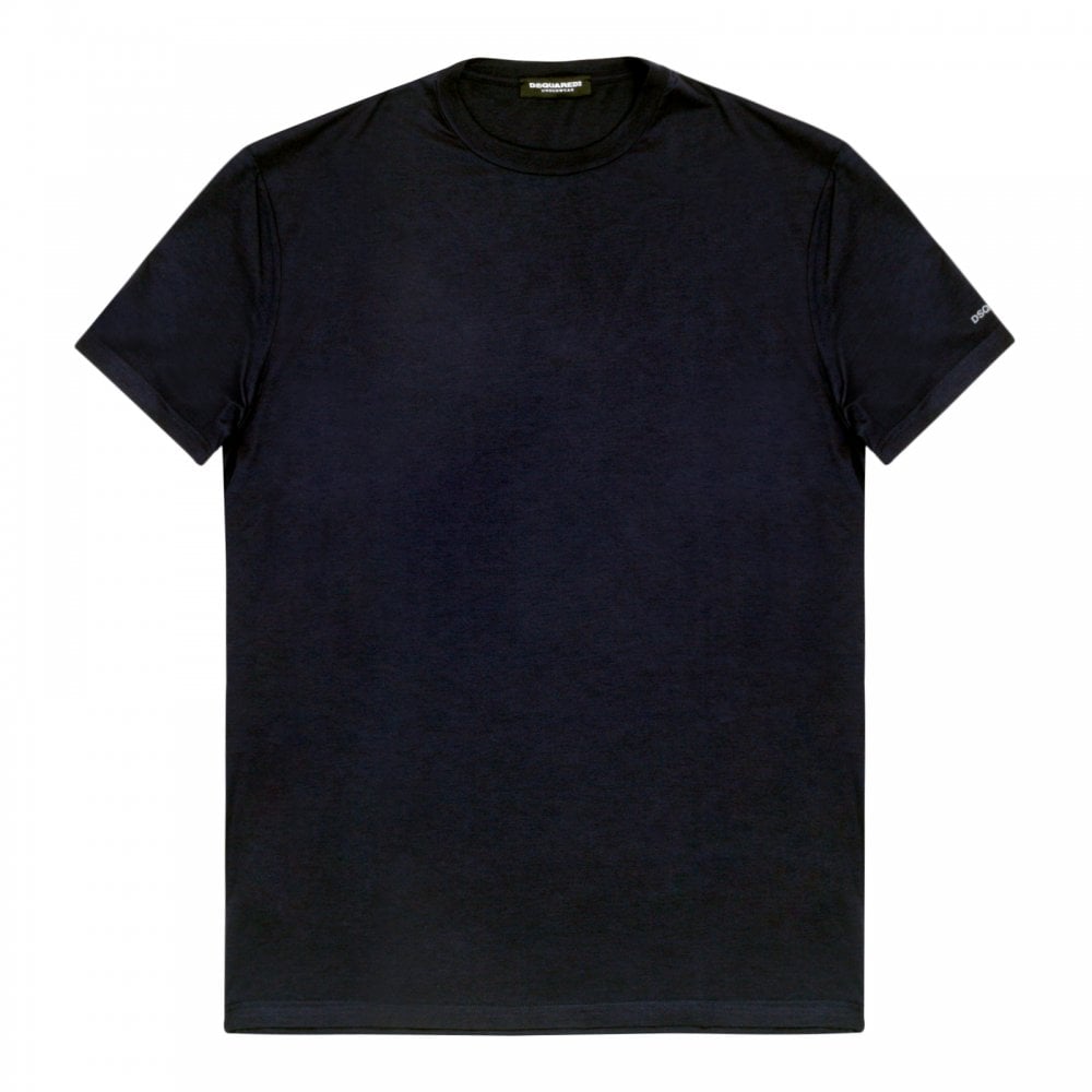 Mens Black Short Sleeve Crew Neck Grey Text Sleeve Logo Printed Slim Fit T Shirt by Dsquared2