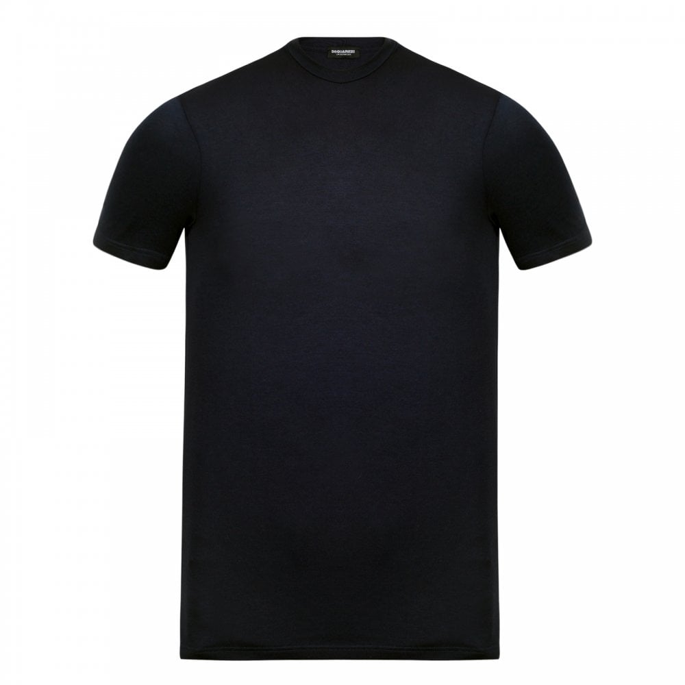 Mens Black Short Sleeve Crew Neck Grey Text Sleeve Logo Printed Slim Fit T Shirt by Dsquared2