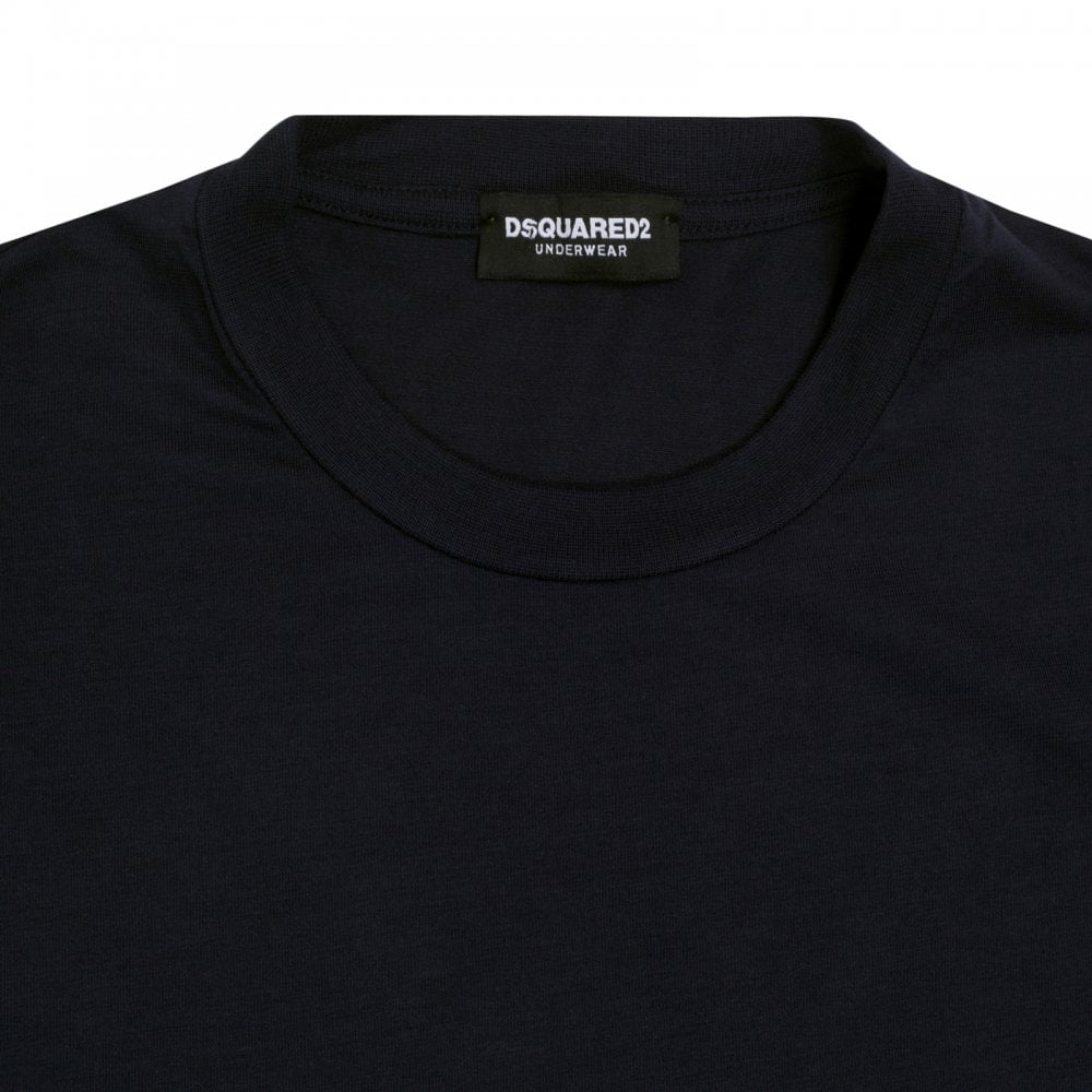 Mens Black Short Sleeve Crew Neck Grey Text Sleeve Logo Printed Slim Fit T Shirt by Dsquared2