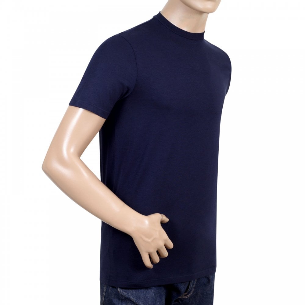 Dsquared2 Mens Navy Crew Neck Short Sleeve Slim Fit T-Shirt with Small Grey Text Sleeve Logo Print