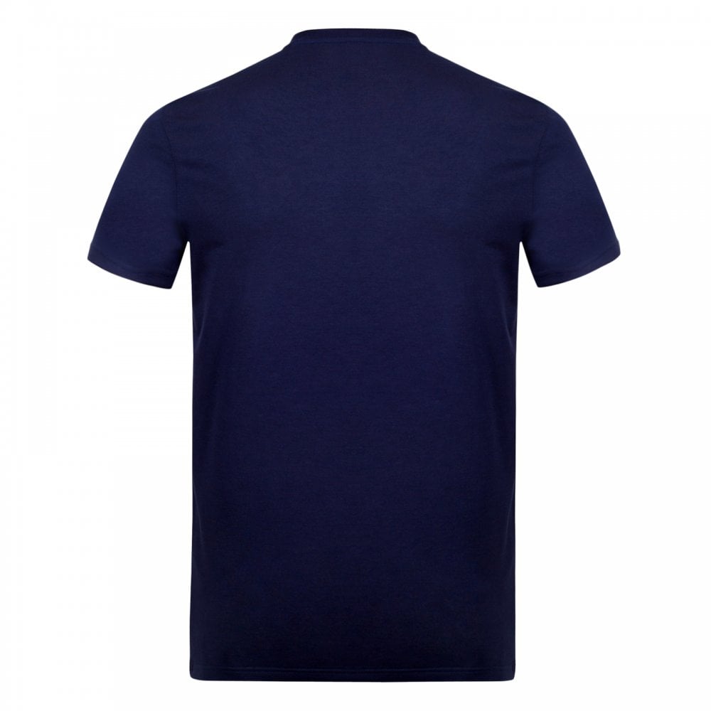 Dsquared2 Mens Navy Crew Neck Short Sleeve Slim Fit T-Shirt with Small Grey Text Sleeve Logo Print