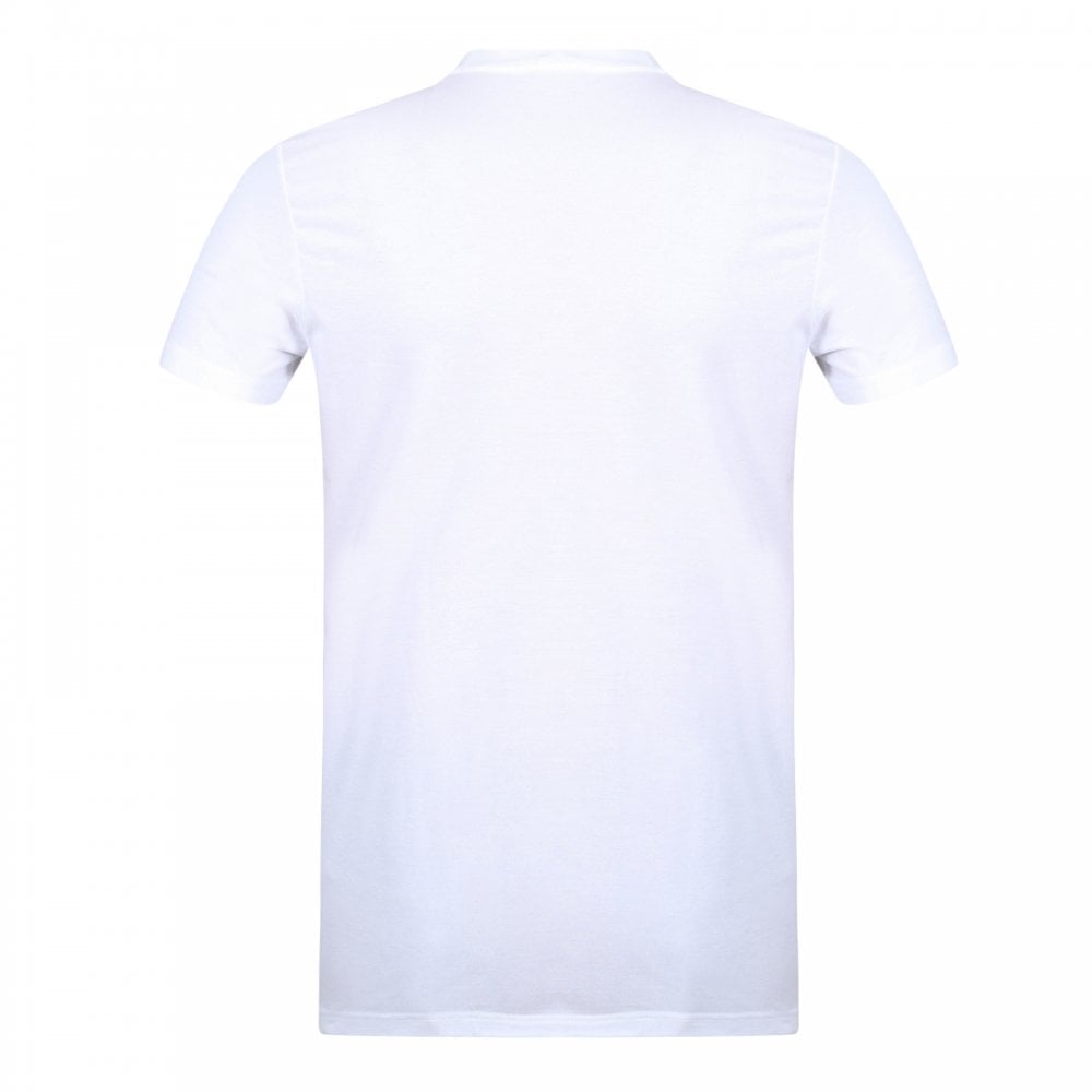 Dsquared2 Mens White Crew Neck Slim Fit Short Sleeve T Shirt with Small Grey Text Sleeve Logo Print