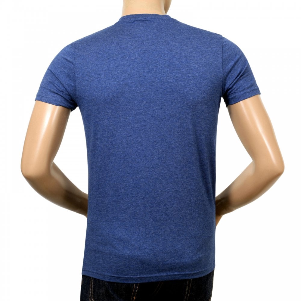 Dsquared2 Crew Neck Short Sleeve Cotton Slim Fit Blue T-Shirt with Printed Maple Leaf Logo on Chest